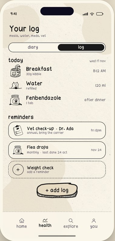 Pawv care log